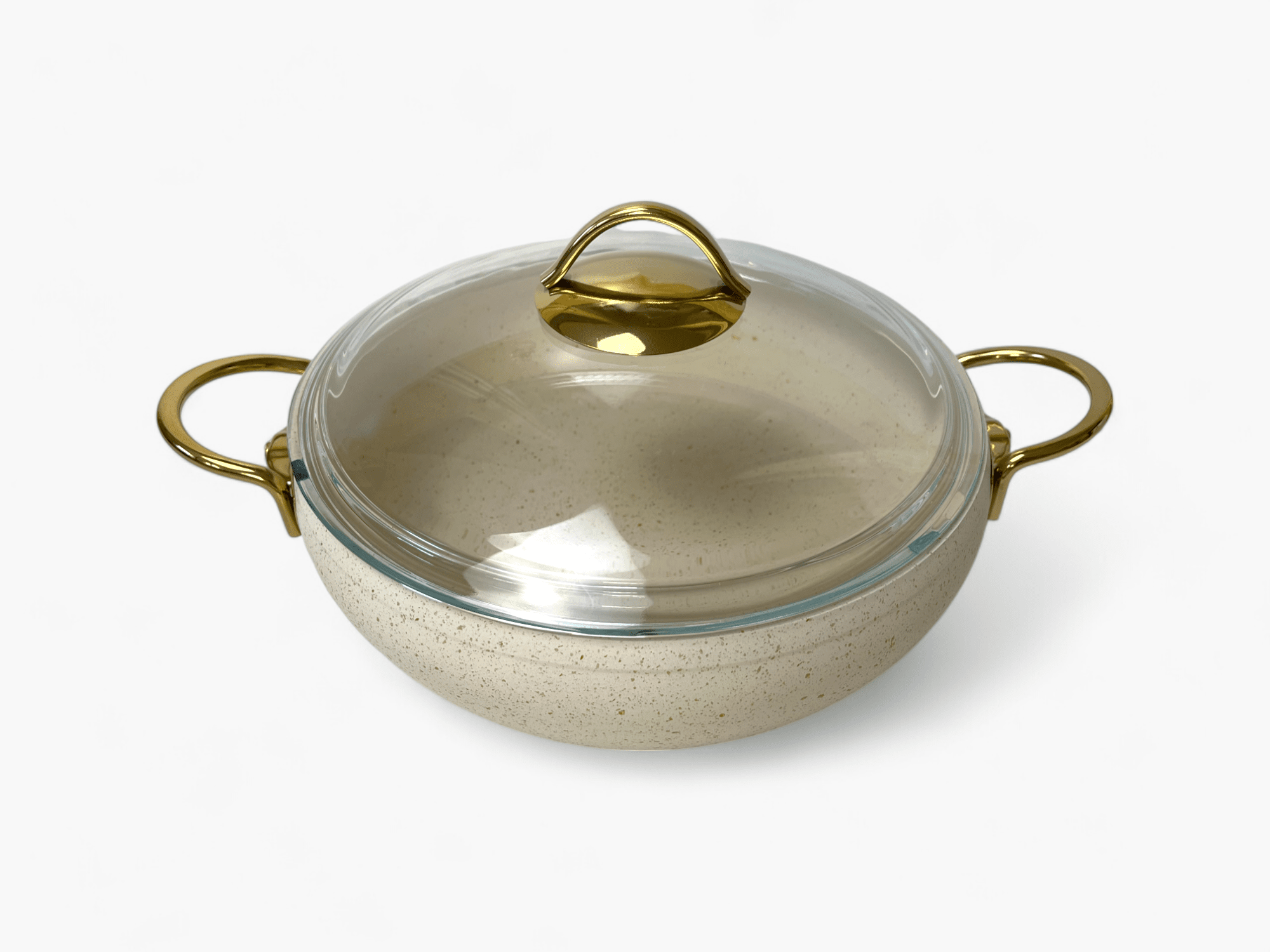 Imagine de Cratiță Elegantă Lavonni din aluminiu, model auriu și finisaj cu aspect de granit