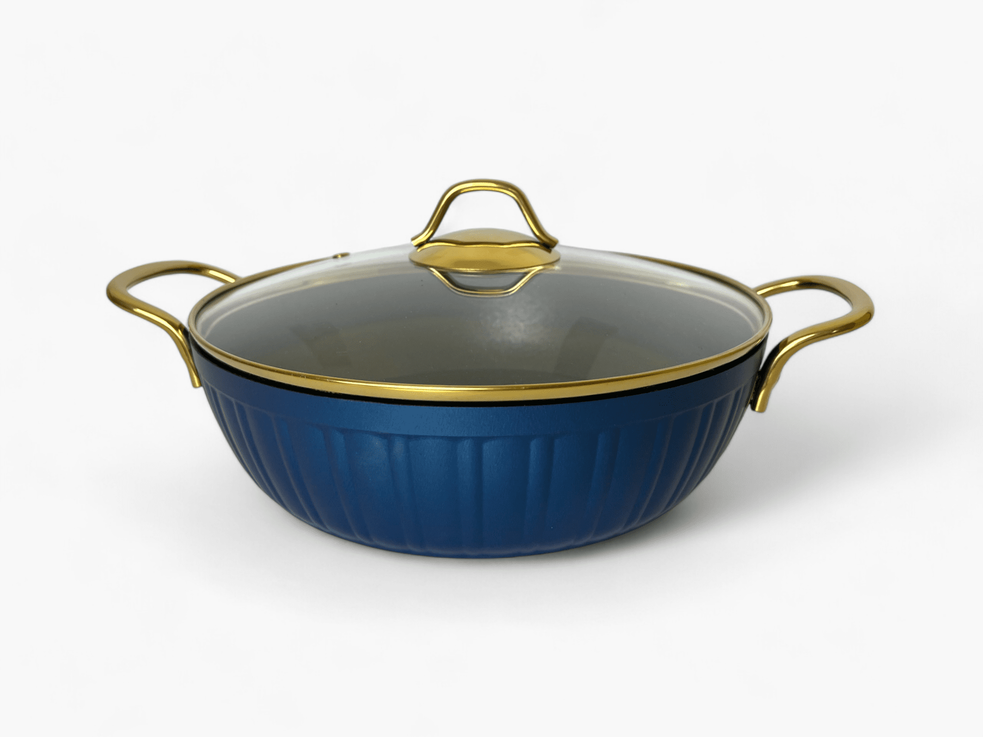 Imagine de Cratiță elegantă Kismet Elite albastră din aluminiu, cu mânere aurii 