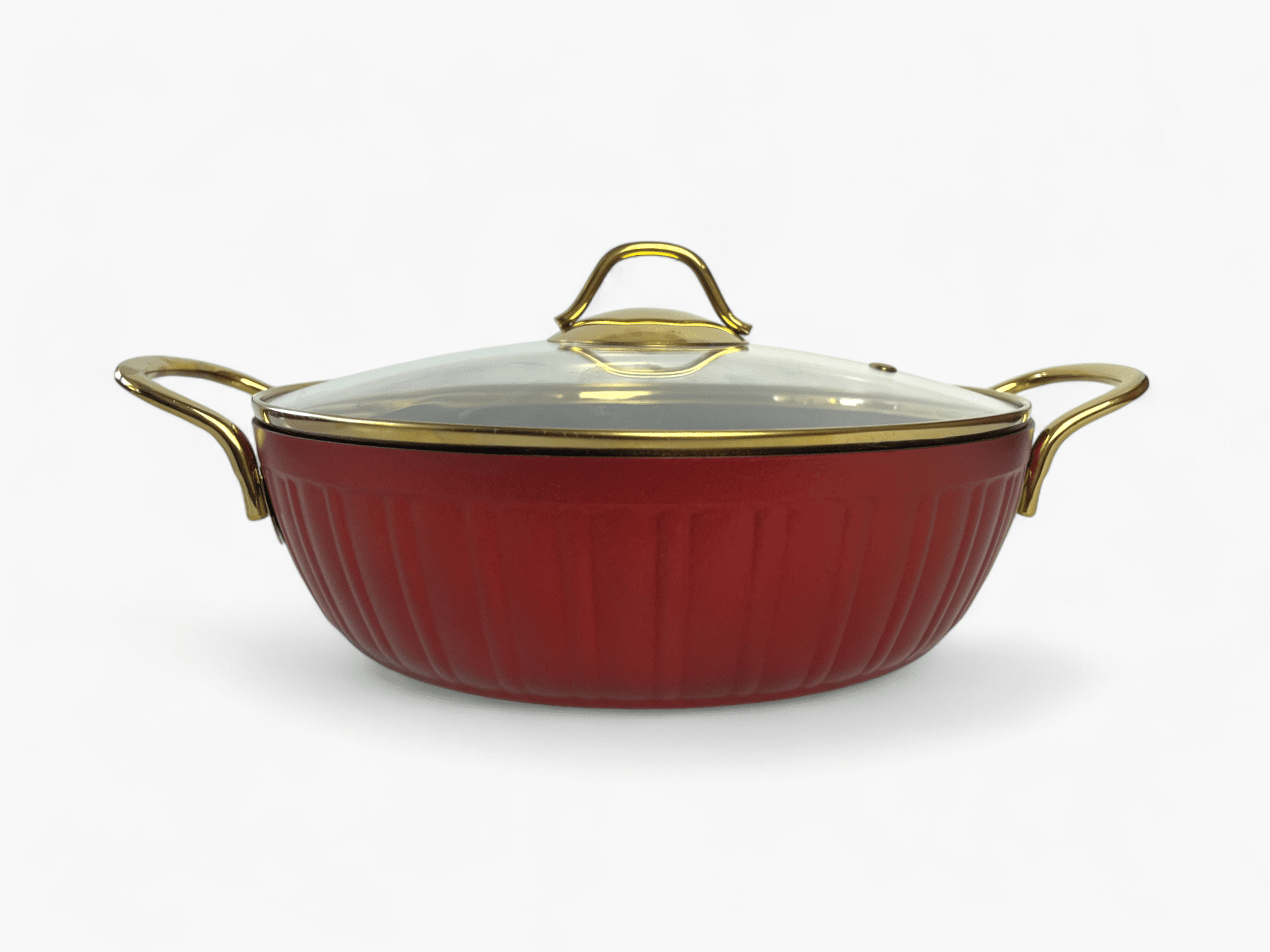 Imagine de Cratiță elegantă Kismet Elite roșie din aluminiu, cu mânere aurii 