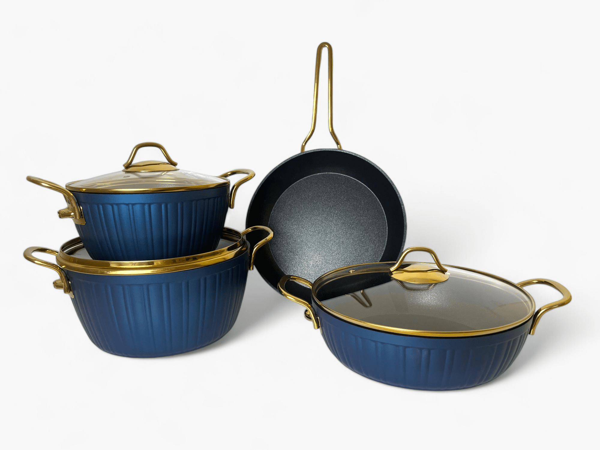 Imagine de Set de vase pentru gătit din aluminiu Kismet Elite Premium, model Albastru Intens