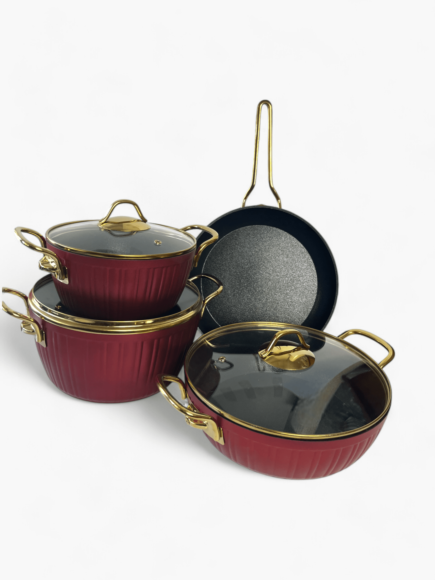 Imagine de Set de vase pentru gătit din aluminiu Kismet Elite Premium, model Rosu Vibrant