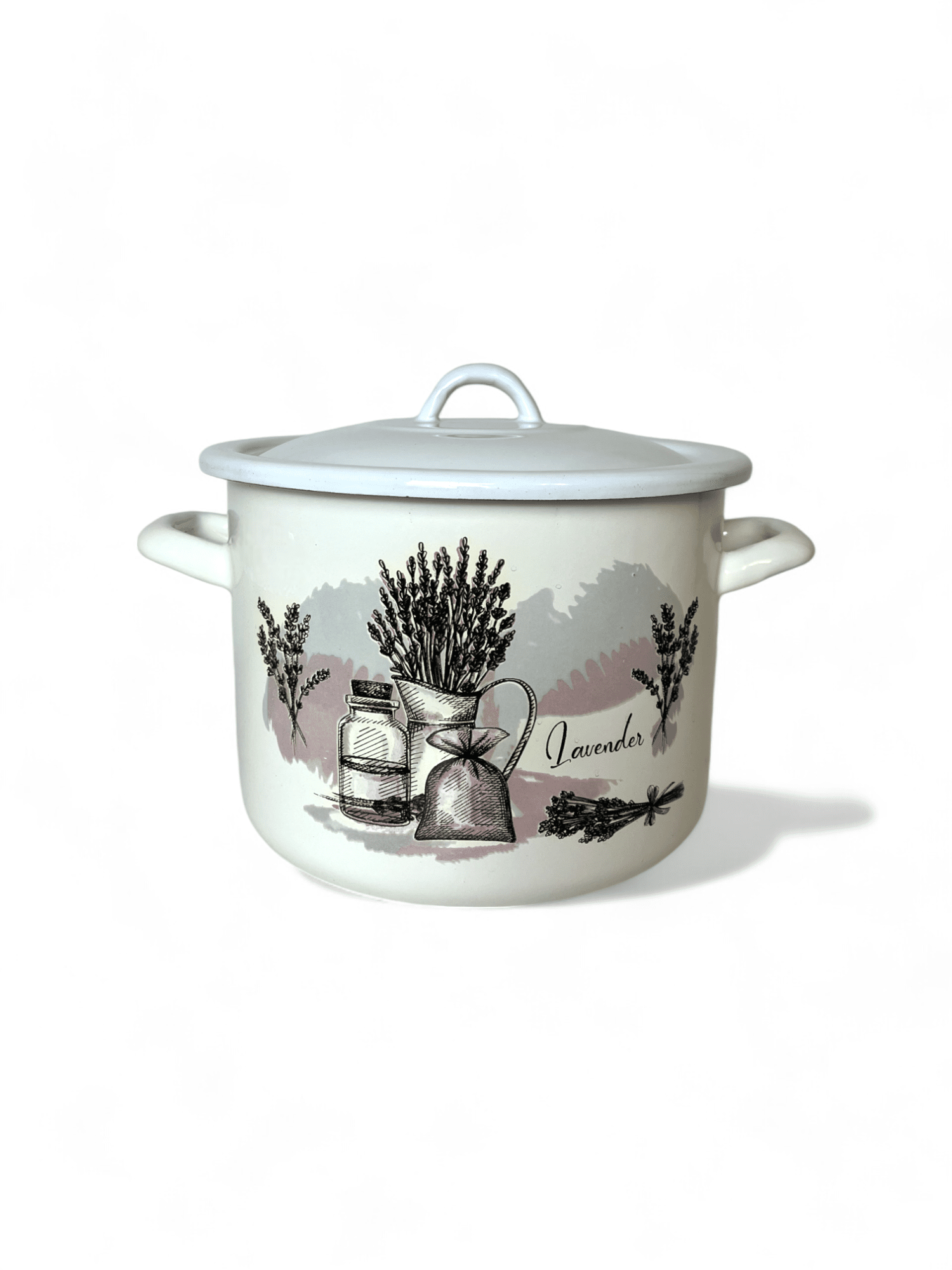 Picture of Enamel Pot with Lid, Lavender Decor, 
