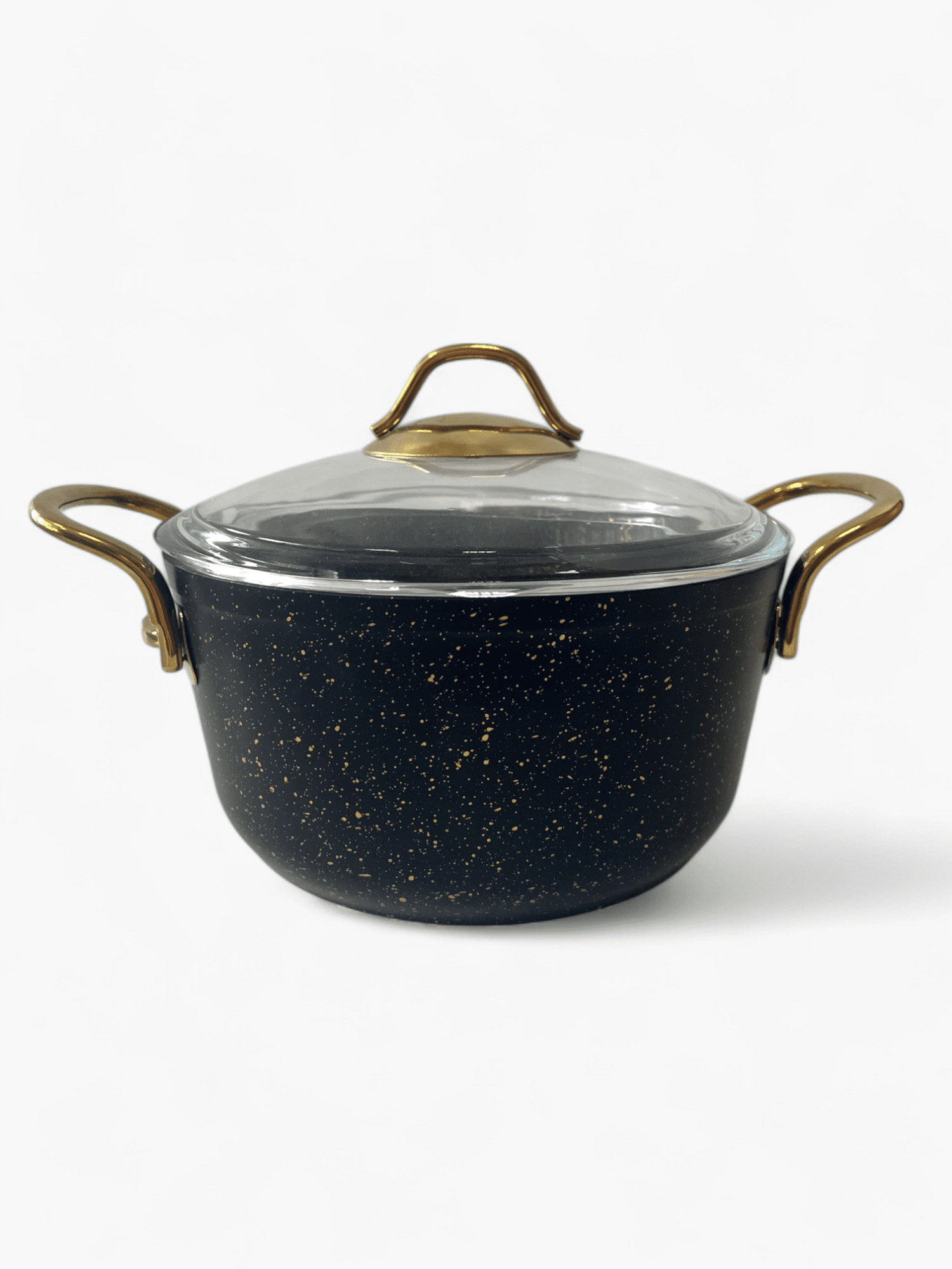 Imagine de Oală aluminiu Kismet Elite, negru cu auriu, 20 cm, capac sticlă 