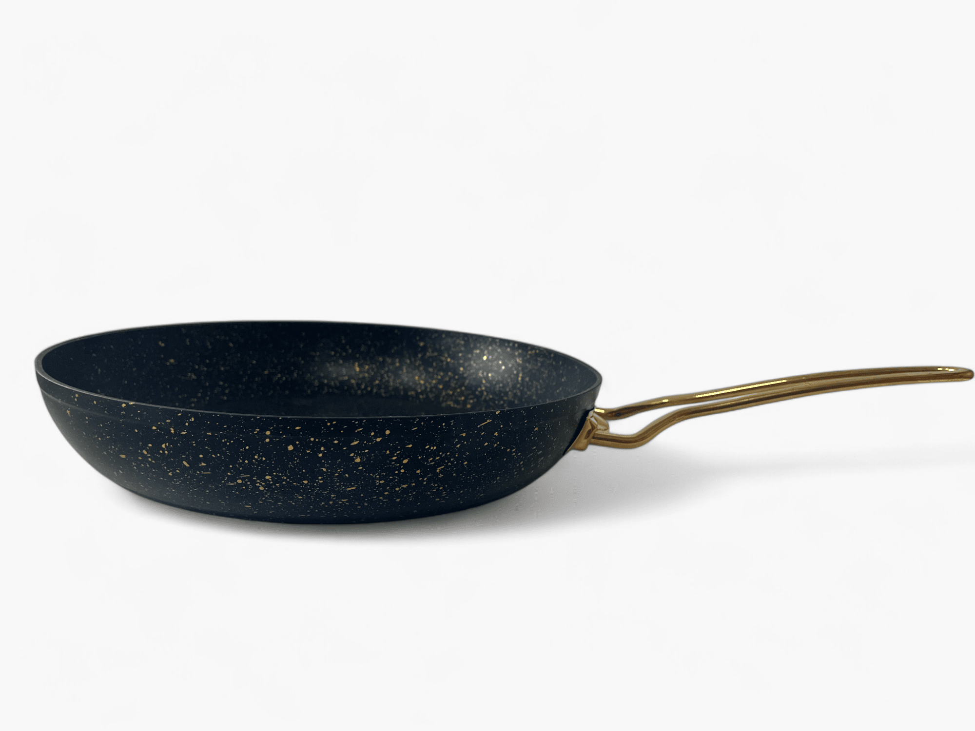 Picture of Elegant blue Kismet Elite Non-Stick Aluminum Frying Pan with gold handles